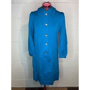 Shirt dress 1960s blue wool